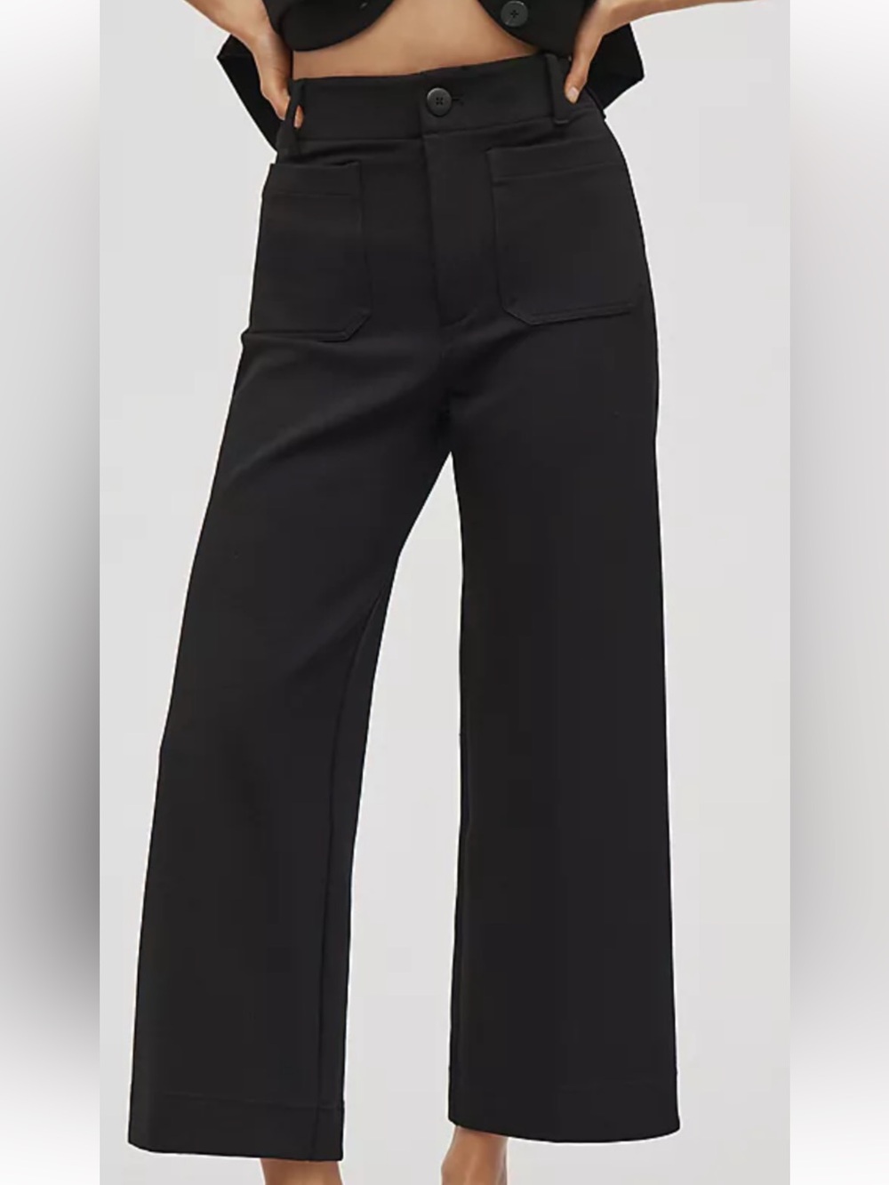 Maeve Colette ponte knit Black High-Rise Wide-Leg cropped Pants